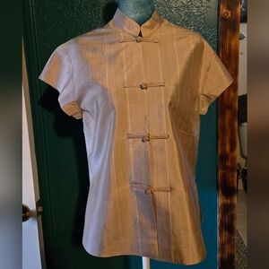 Oriental Vintage Inspired Button-Up Blouse